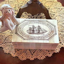 Load image into Gallery viewer, American Frigate Vintage Scrimshaw Bone Box, 5-1/4”