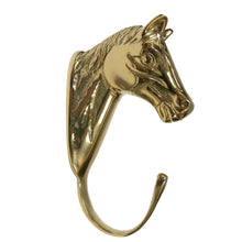 Load image into Gallery viewer, Solid Textured Polished Brass Horse Head Hanger, 6”