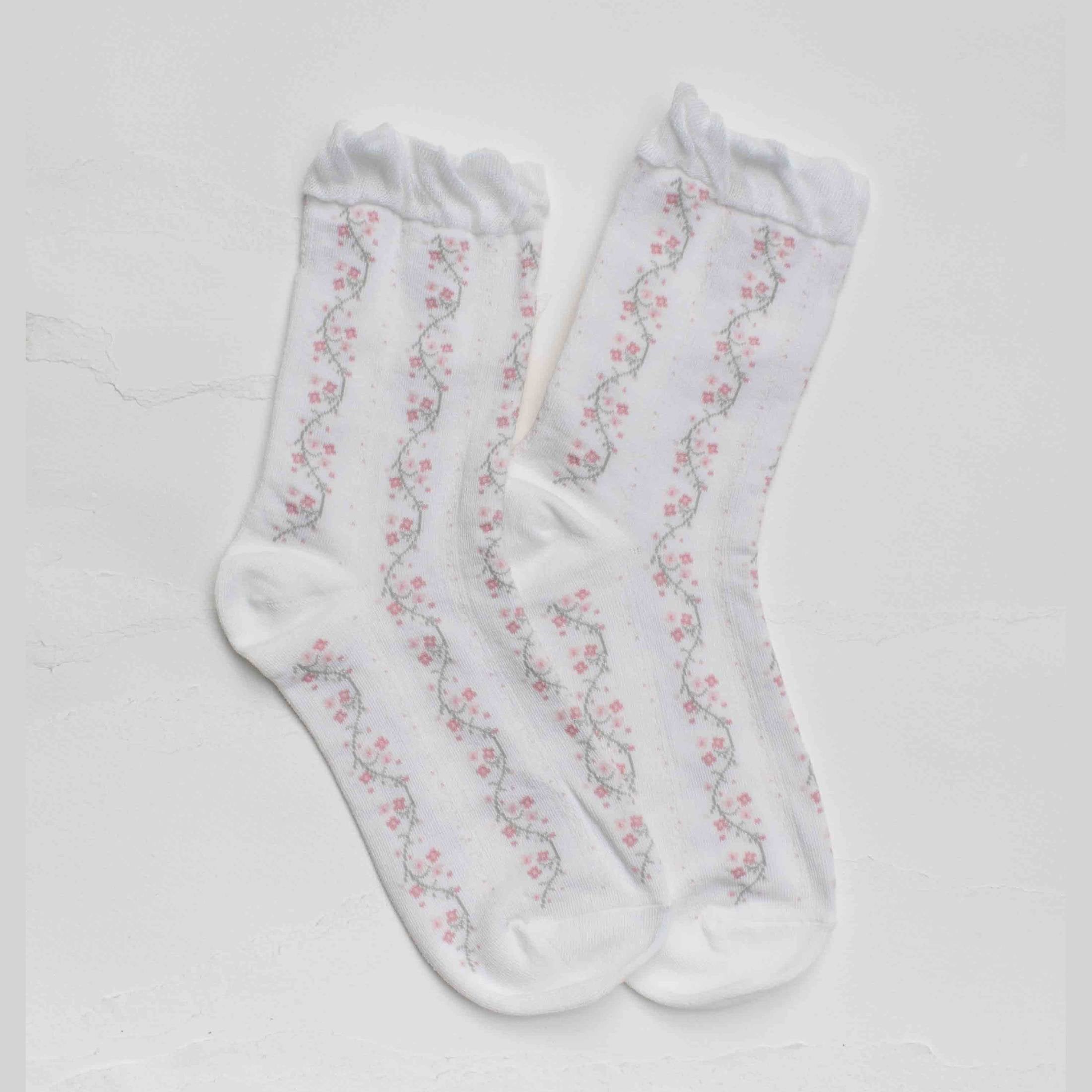Vintage Floral Vine Crew Socks