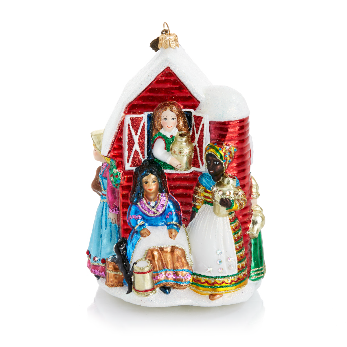 Eight Maids-A-Milking Glass Ornament