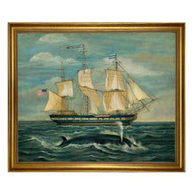 Load image into Gallery viewer, American Whaling Ship with Sperm Whale Vintage Painting Print