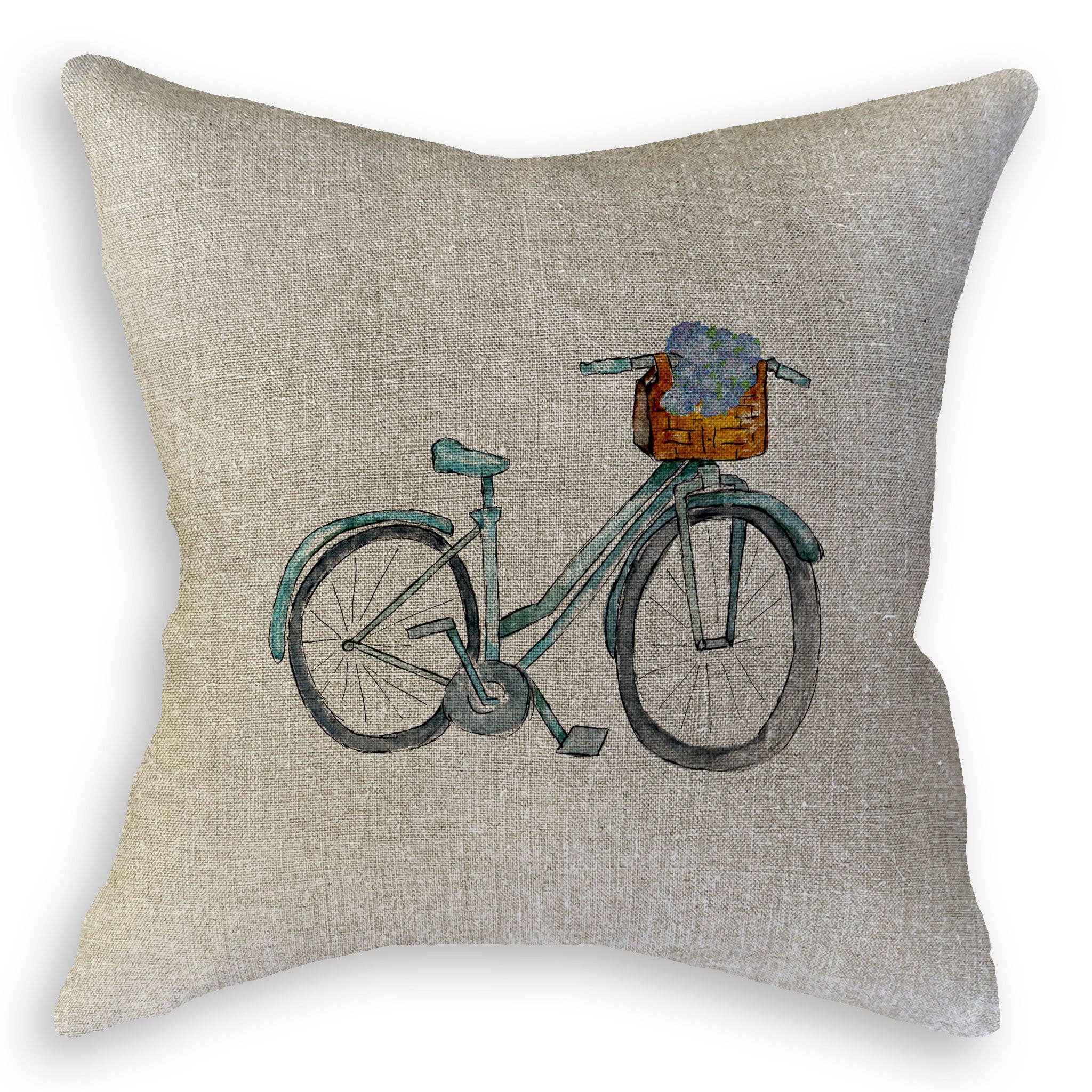 Blue Bike with Hydrangeas