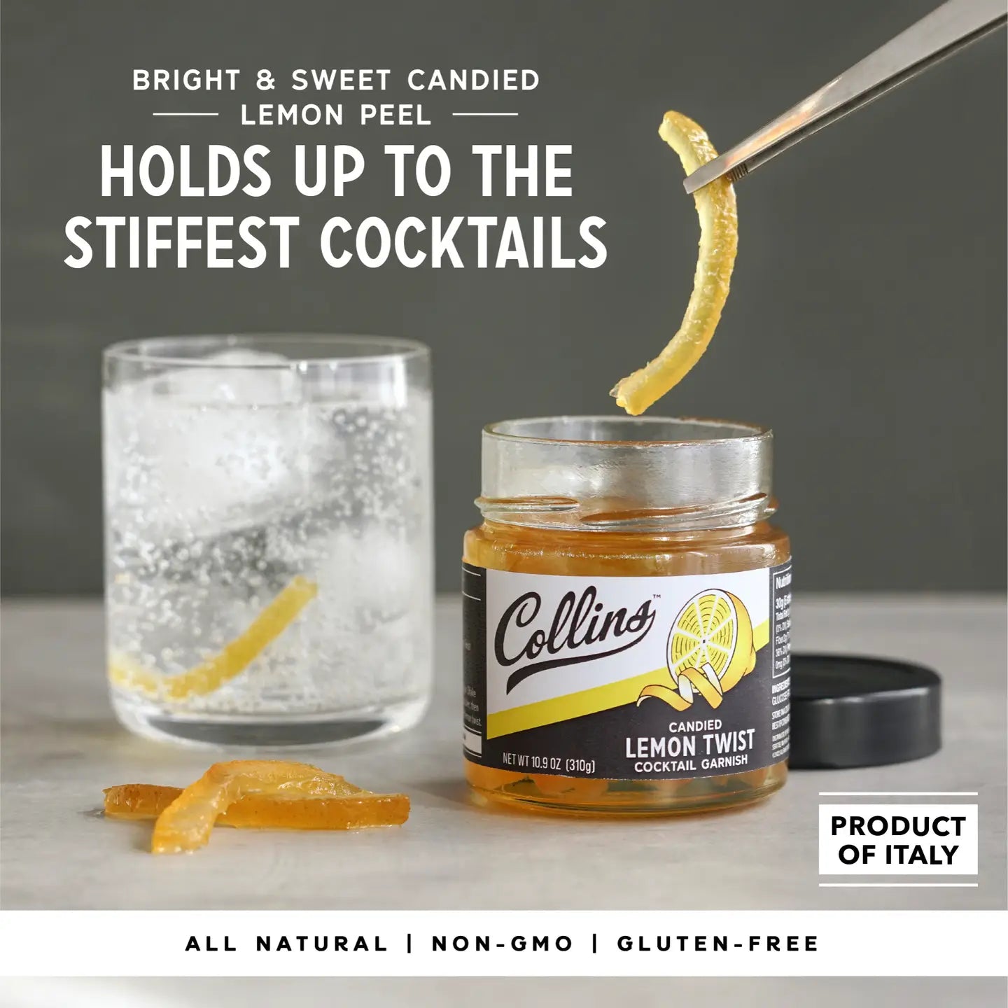 Italian Candied Lemon Peel Twist Garnish - 10.9oz