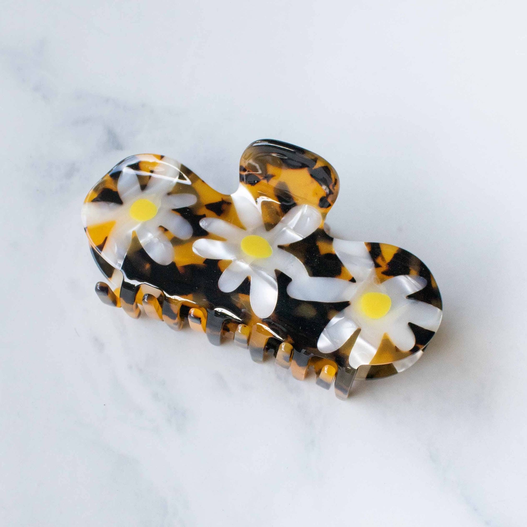 Eco Daisy Flower Curved Hair Claw Clip