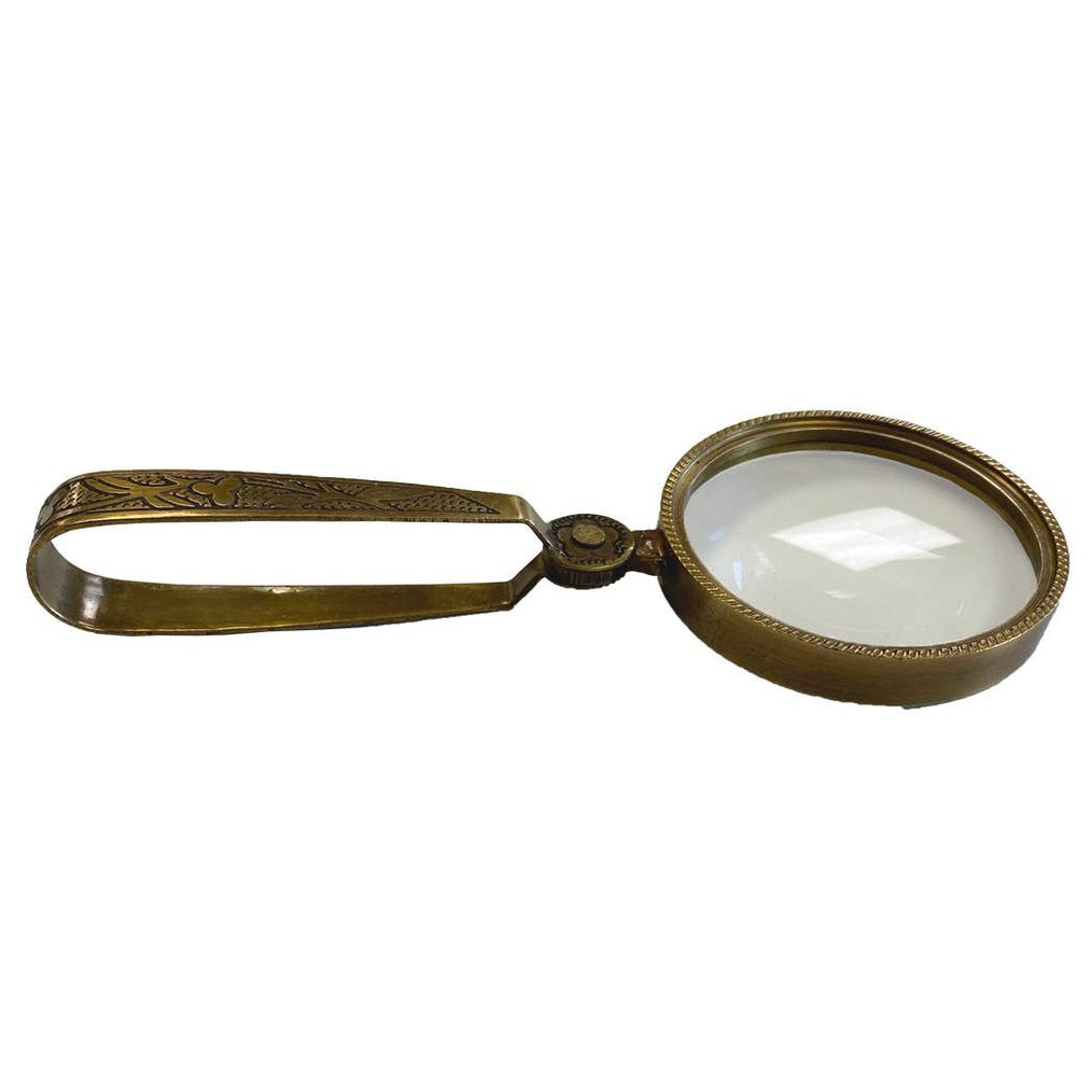 Antiqued Folding Brass Magnifying Glass | Tabletop decor