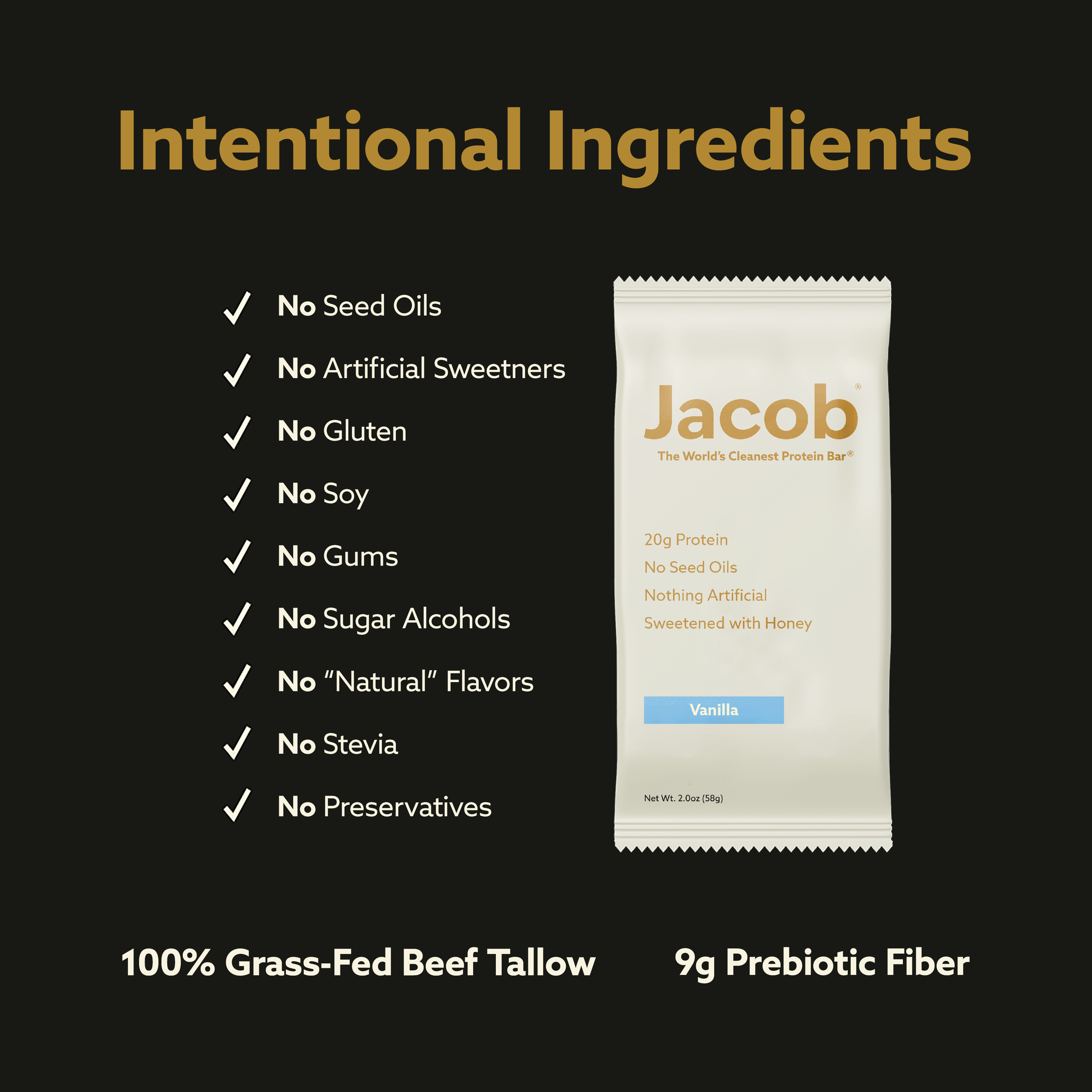 Jacob Protein Bar - Grass-Fed Organic Snack Bar (9ct)