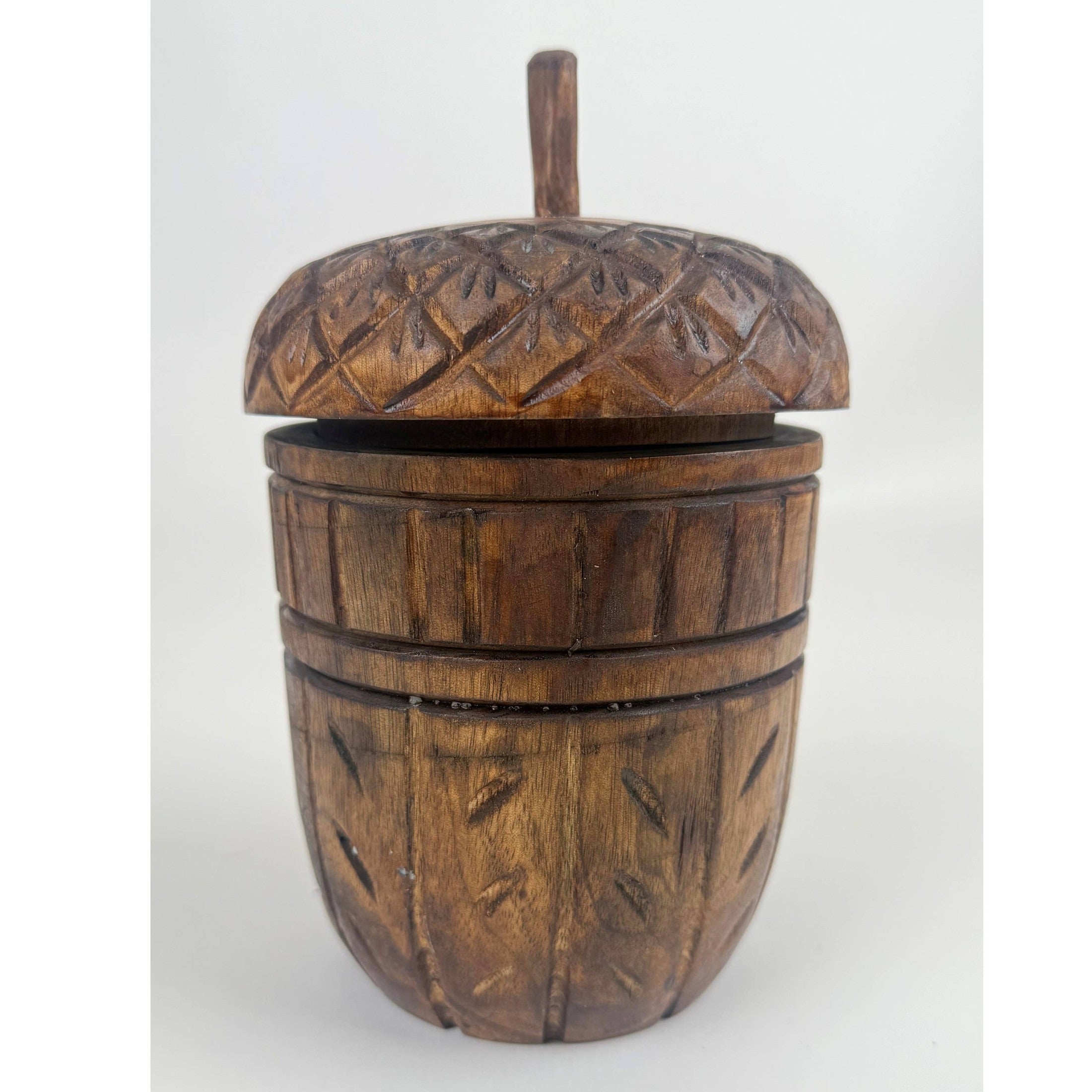 Wood Acorn Carved Rustic Fall Scented Candle