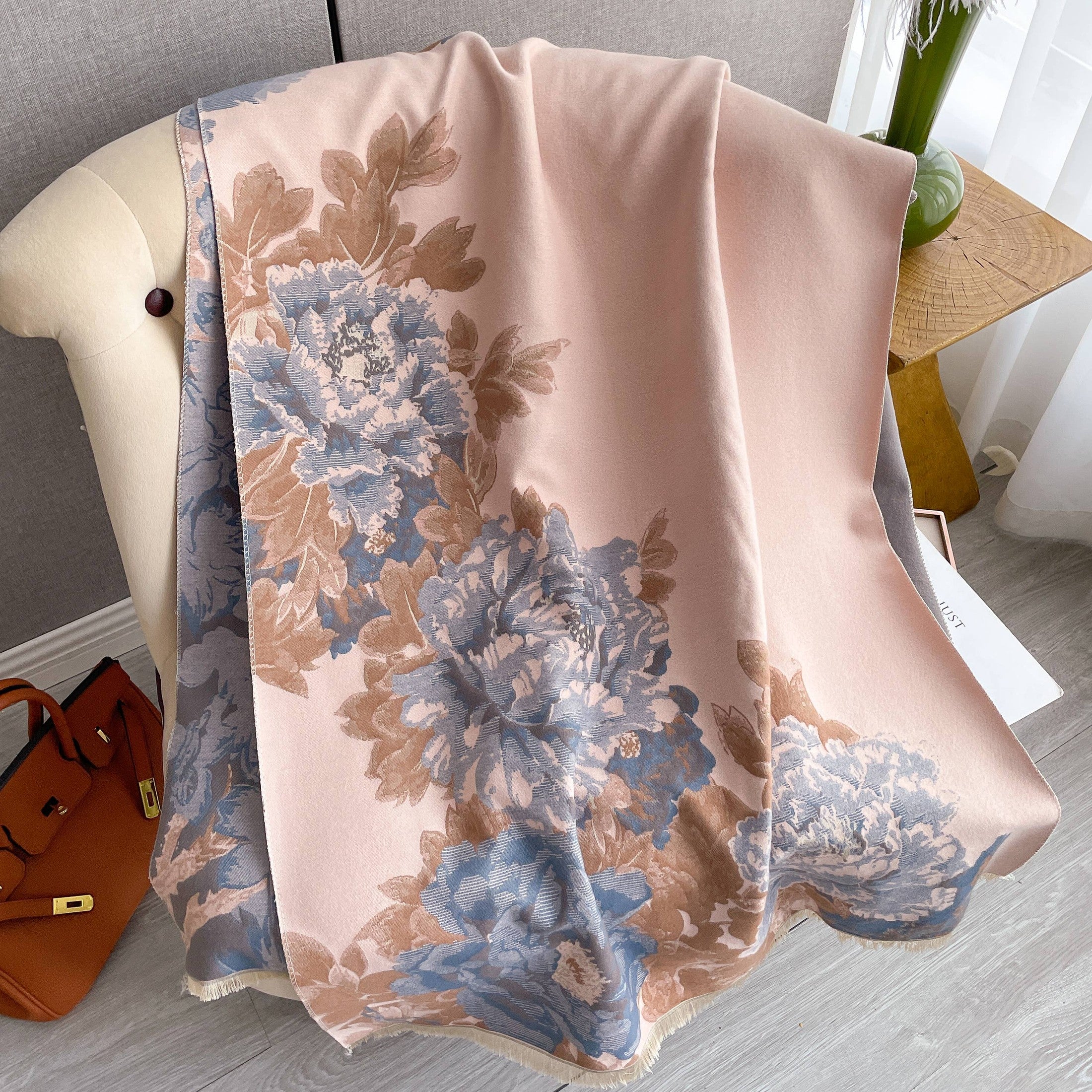 Pink / Blue Bloom Reversible Wrap
