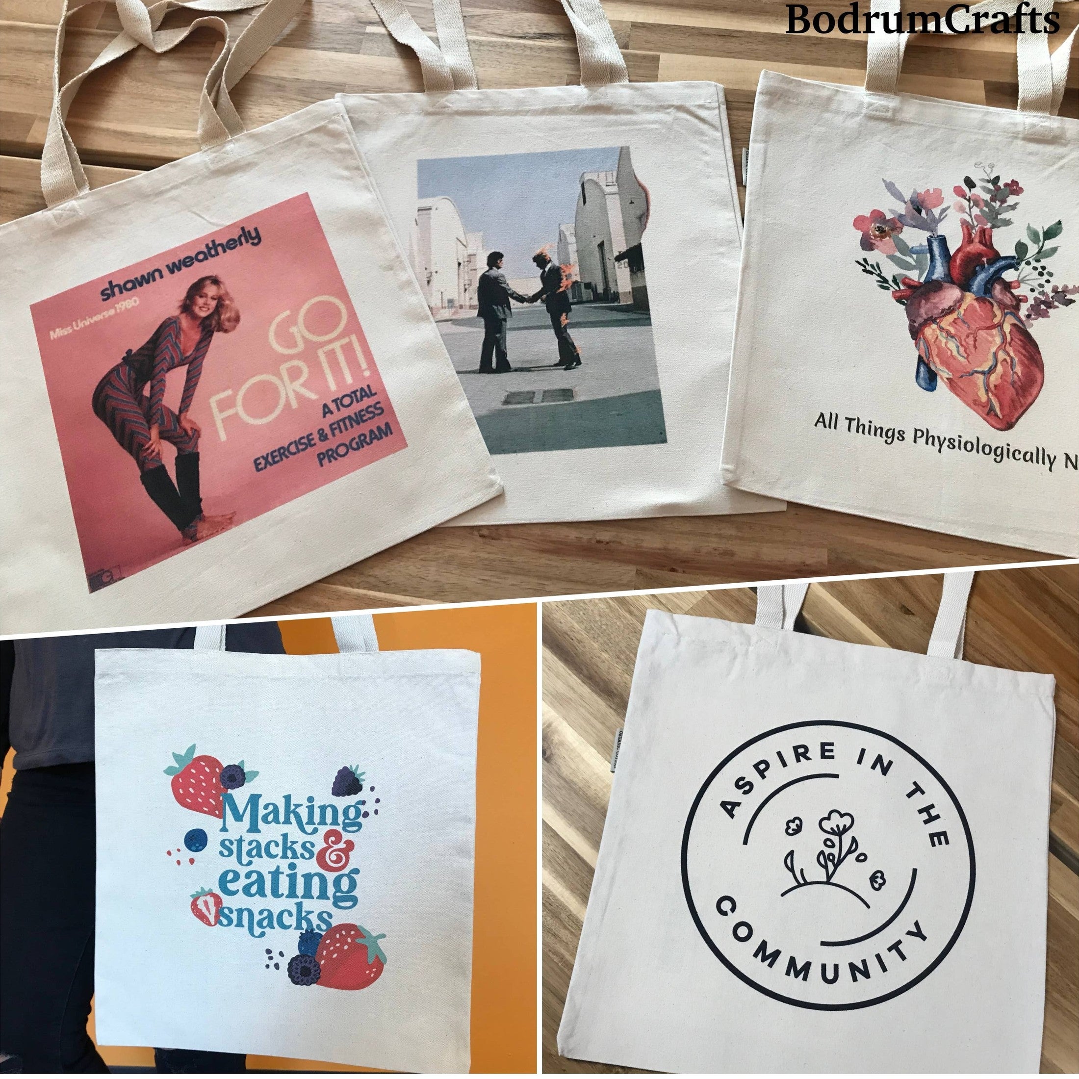 Custom Printed Heavy Canvas Tote Bags, Personalized Bags