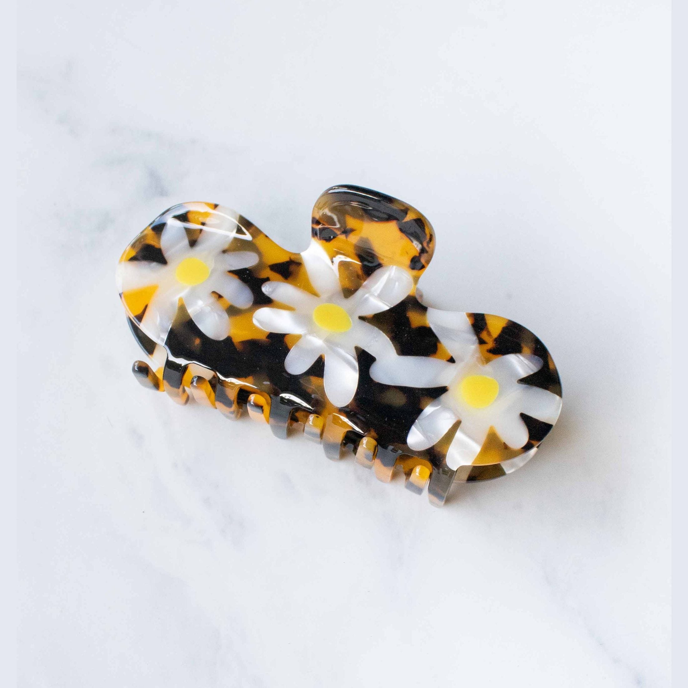 Eco Daisy Flower Curved Hair Claw Clip