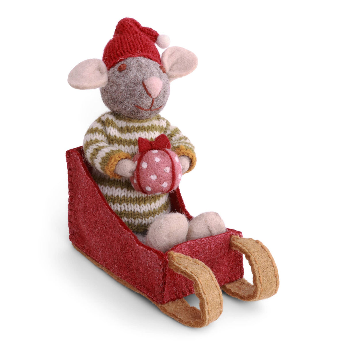 Medium Grey Boy Mouse w/Sled