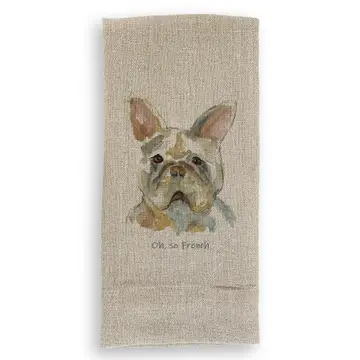 French Graffiti Natural Linen Hand Towels