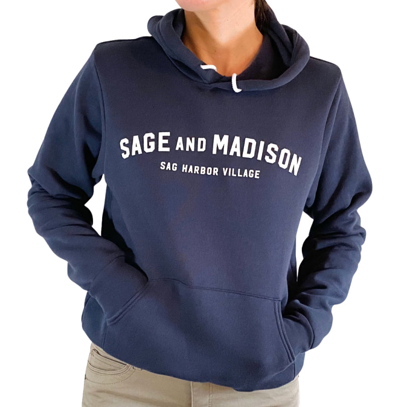 Unisex Sage and Madison Hoodie | Navy/White