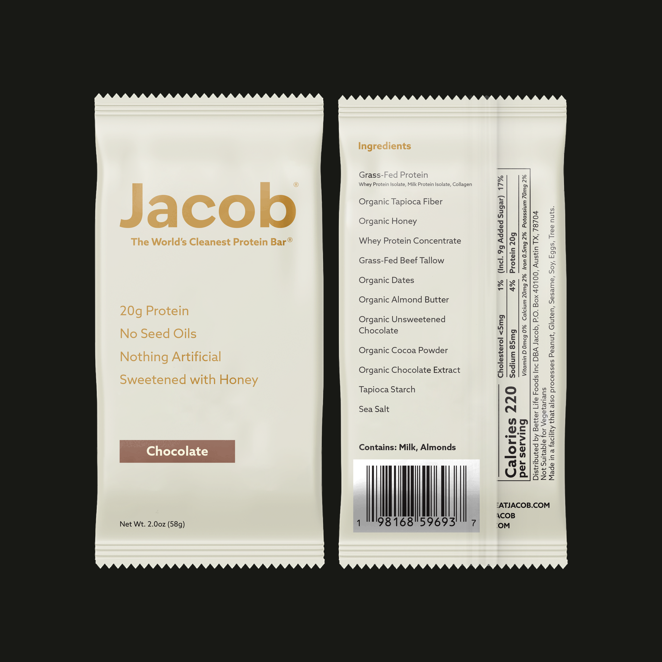 Jacob Protein Bar - Grass-Fed Organic Snack Bar (9ct)