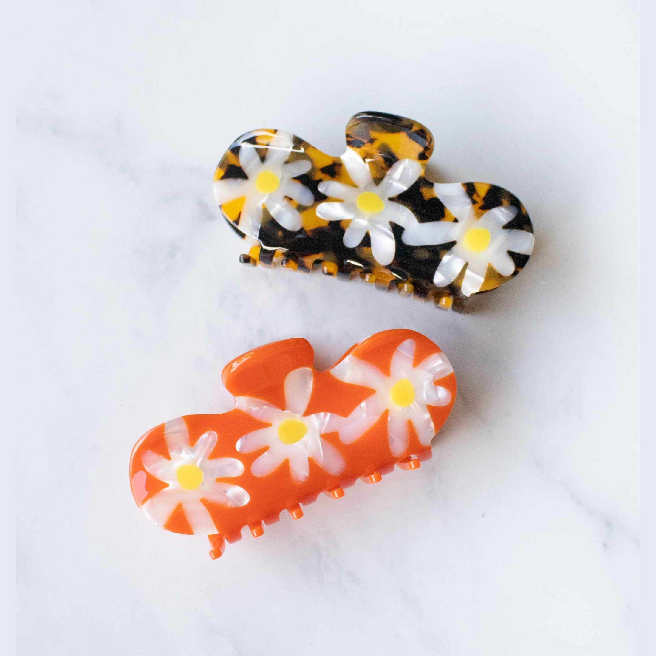 Eco Daisy Flower Curved Hair Claw Clip