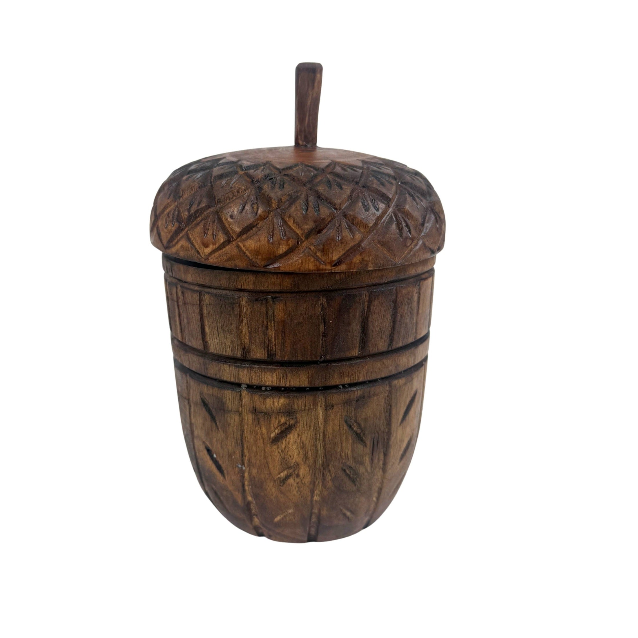 Wood Acorn Carved Rustic Fall Scented Candle