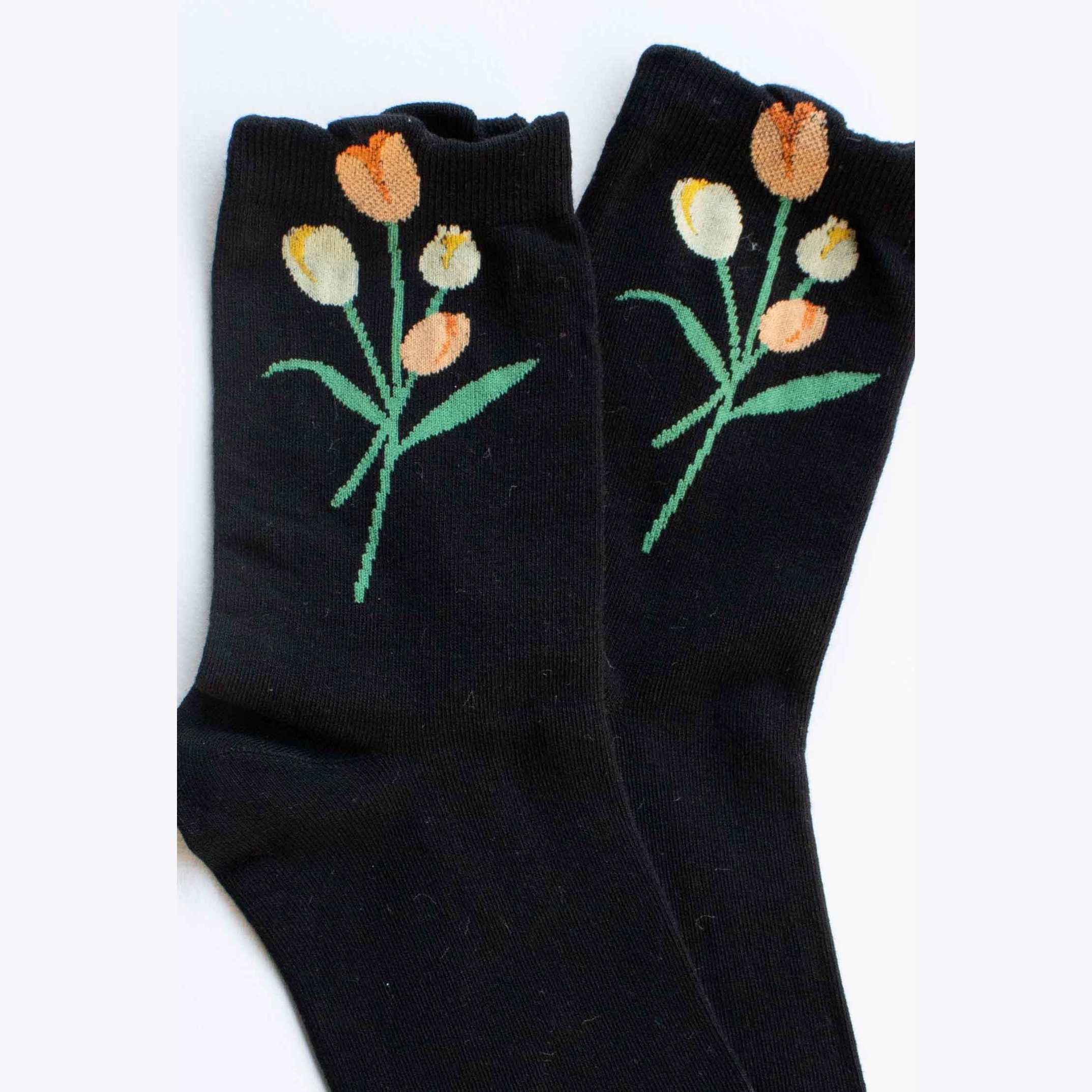 Tulip Bloom Cotton Blend Socks