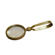 Load image into Gallery viewer, Antiqued Folding Brass Magnifying Glass | Tabletop decor
