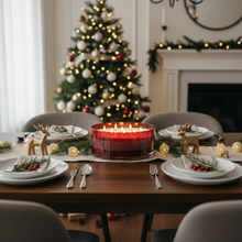 Load image into Gallery viewer, Holiday Spice Plaid Centerpiece Candle
