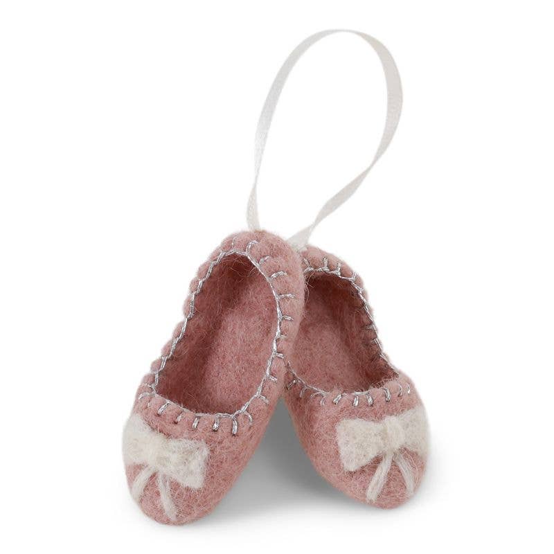 Ballerina Shoes w/Bow - Rose w/Silver Embroidery
