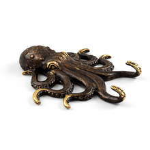 Load image into Gallery viewer, Brass Octopus Wall Hook – Nautical Octopus Coat Hook | Coastal Bathroom &amp; Ocean Decor
