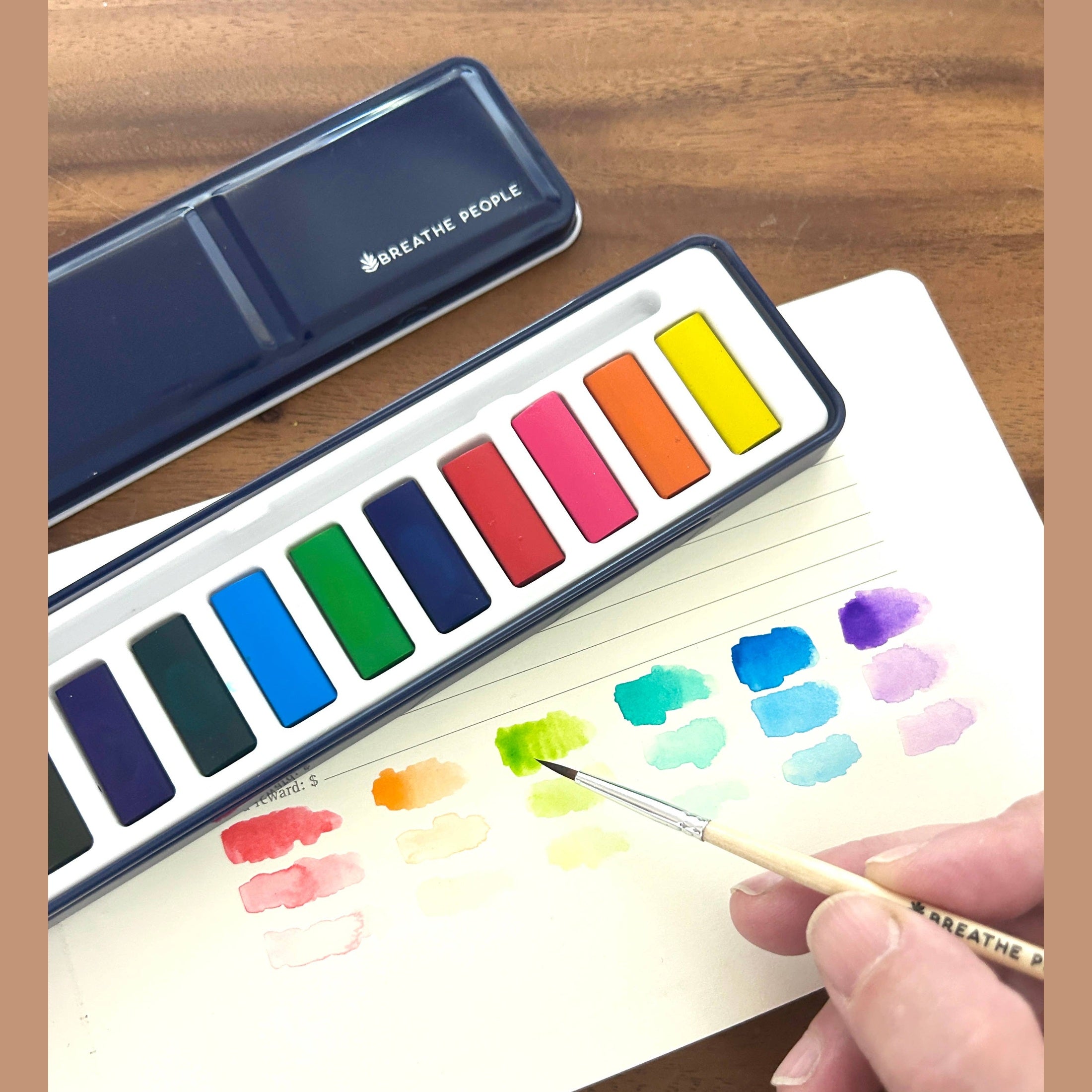 Watercolor Set- 12 Artist Grade Colors + Wood Paintbrush