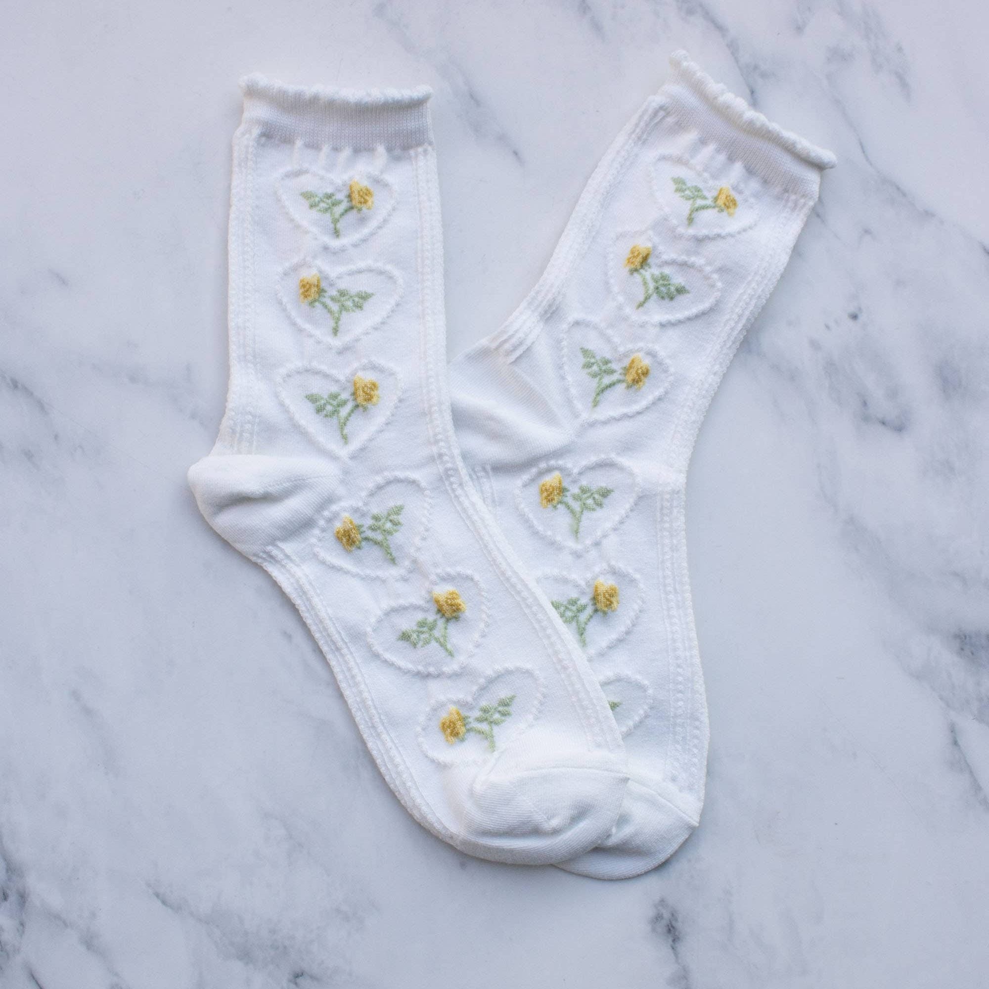 Women's Vintage Rose & Heart Casual Socks