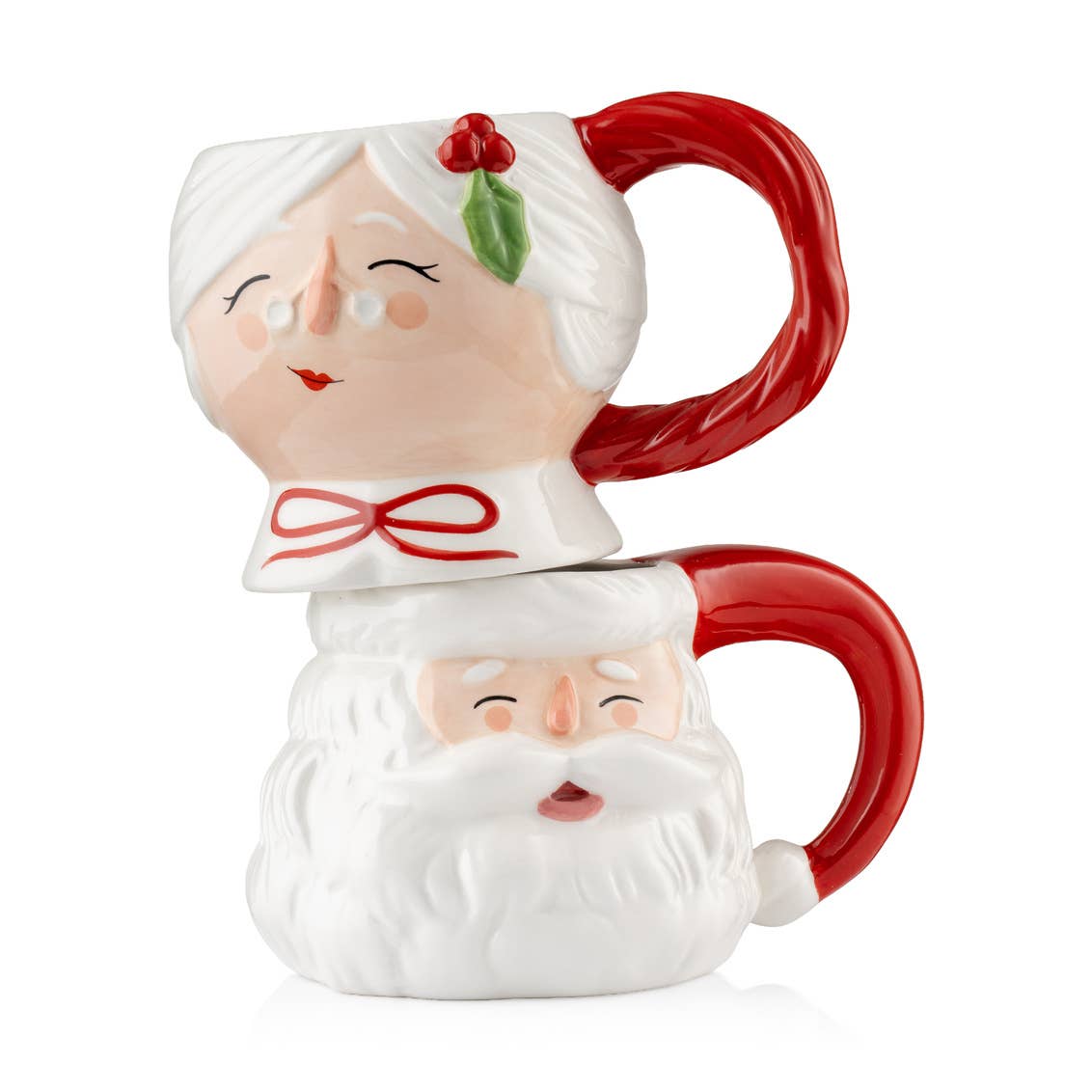 Santa and Mrs. Claus Ceramic Mugs, Set of 2 - Holiday