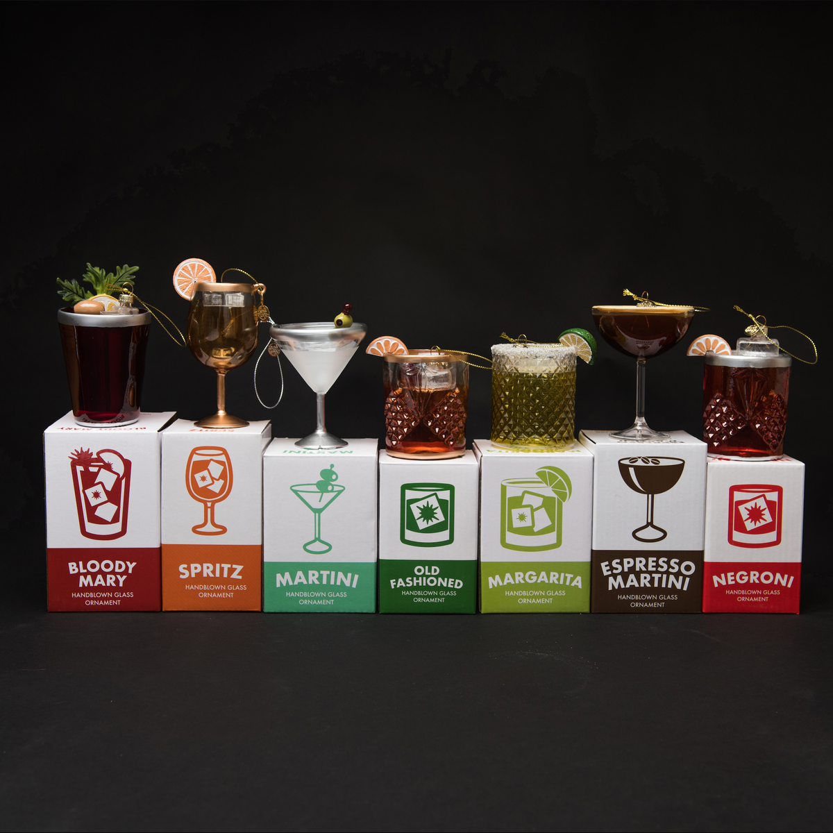Cocktail Christmas Ornament - Multipack: 28 units, 7 designs