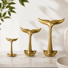 Load image into Gallery viewer, Brass Whale Tail Wall Hook (3 Sizes) – Coastal Bathroom Towel Hook, Nautical Wall Hook, Entryway Coat Hook, Beach House Decor
