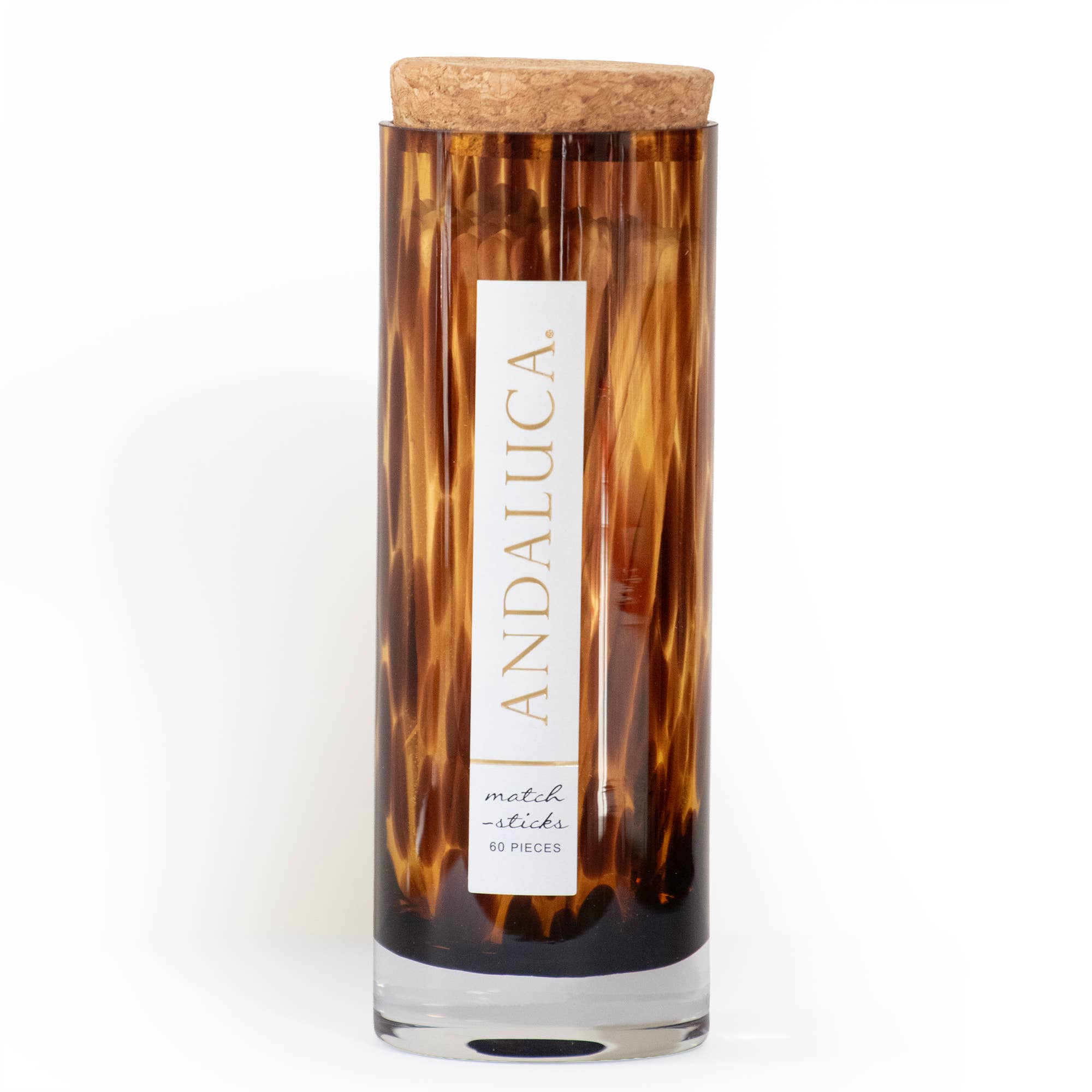 Tortoise Glass Jar with Cork Lid & 60 Wooden Matches