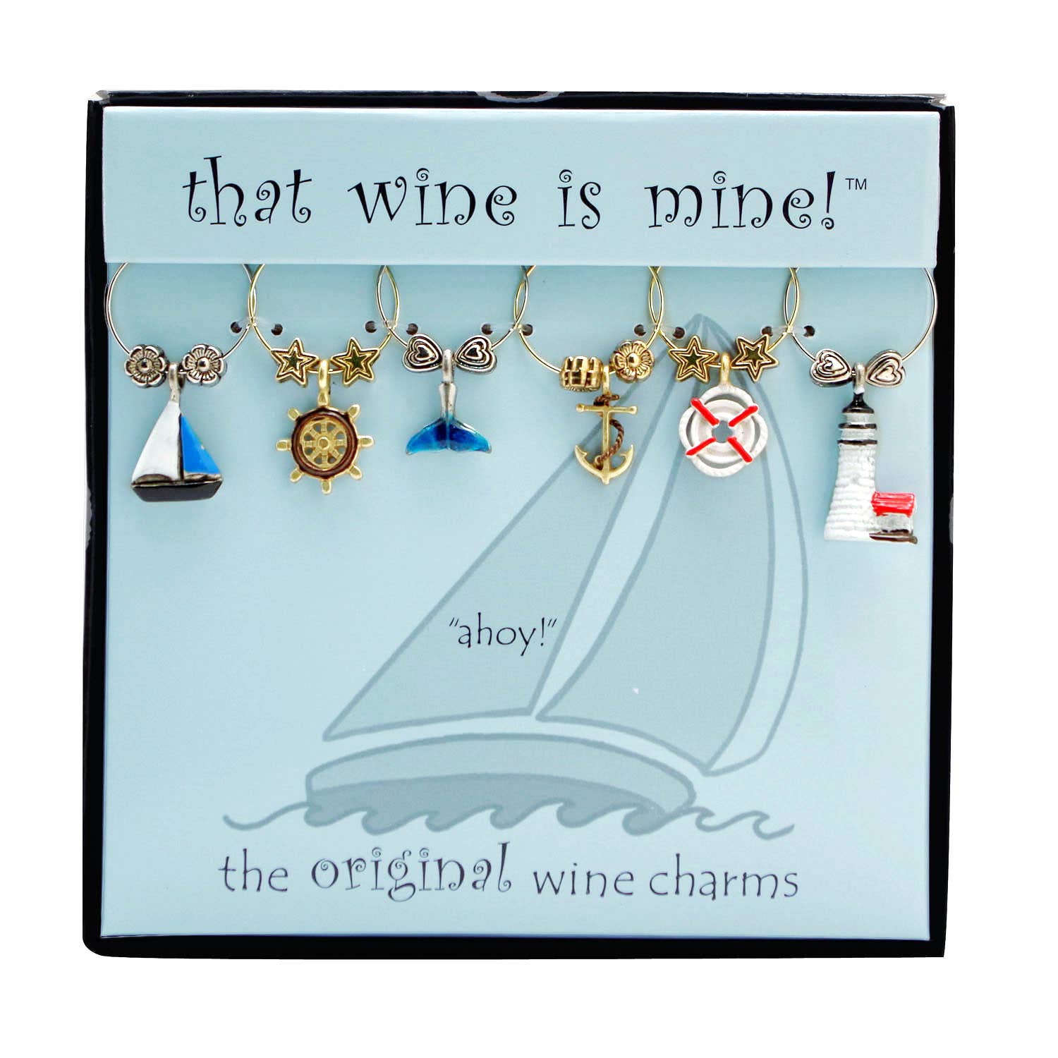 6-Piece Ahoy Painted Wine Charms