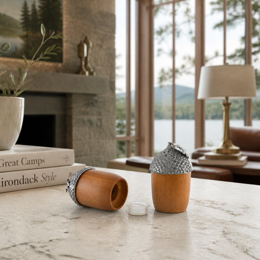 Wood and Pewter Acorns Salt & Pepper Set