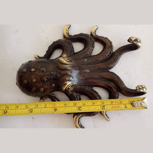 Load image into Gallery viewer, Brass Octopus Wall Hook – Nautical Octopus Coat Hook | Coastal Bathroom &amp; Ocean Decor
