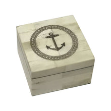 Load image into Gallery viewer, Anchor In Circle Engraved White Bone Box, 3-1/4"

