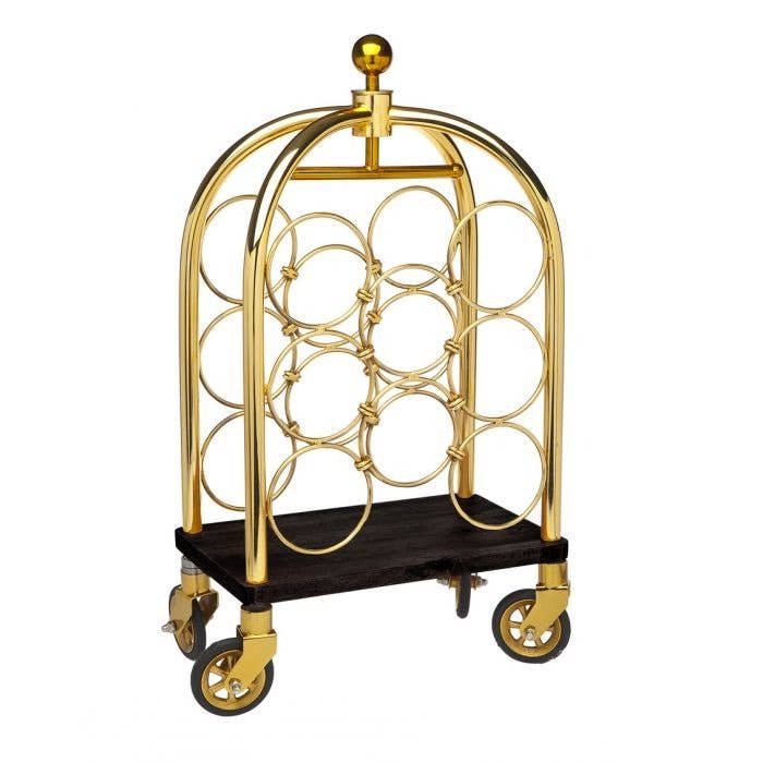 Gold Luggage Cart Wine Rack