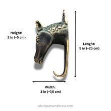 Load image into Gallery viewer, Brass Horse Wall Hook – Equestrian Tack Room &amp; Nursery Decor Hook

