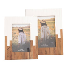 Load image into Gallery viewer, Resin Wood Casual Two-Tone Photo Frame - White, 4x6 in.
