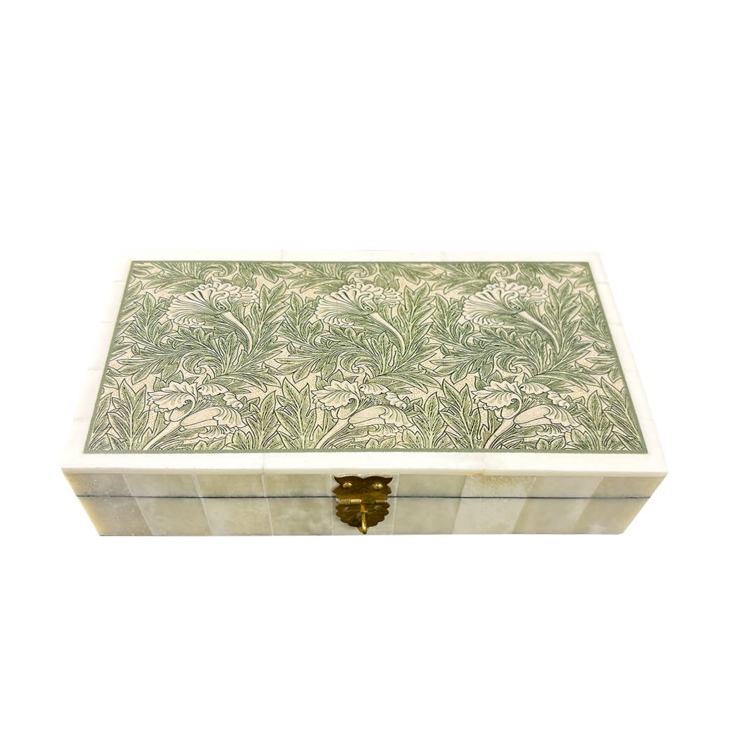 William Morris Tulip Printed Jewelry Storage Bone Box | Home