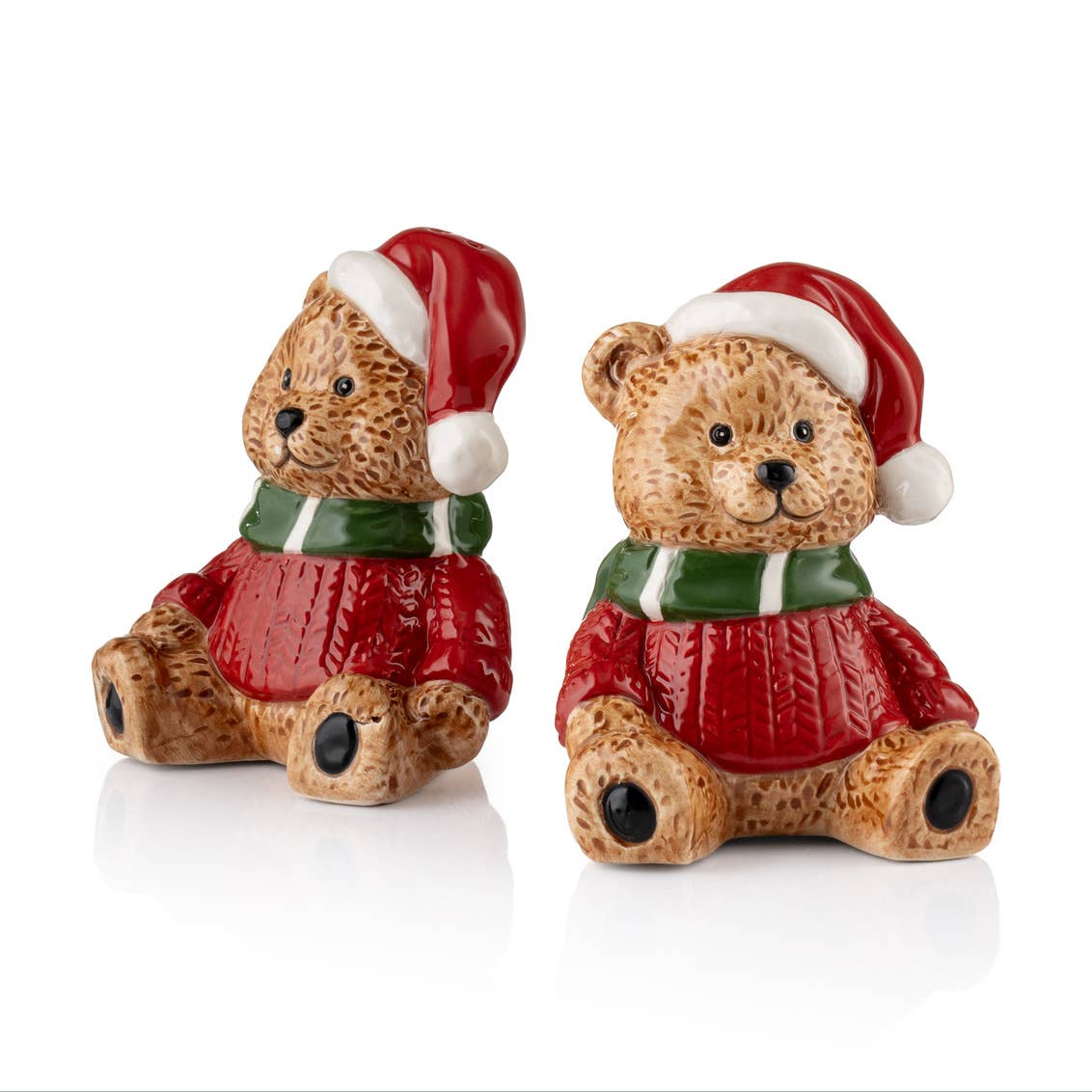 Teddy Bear Ceramic Salt & Pepper Shakers - Holiday - Santa