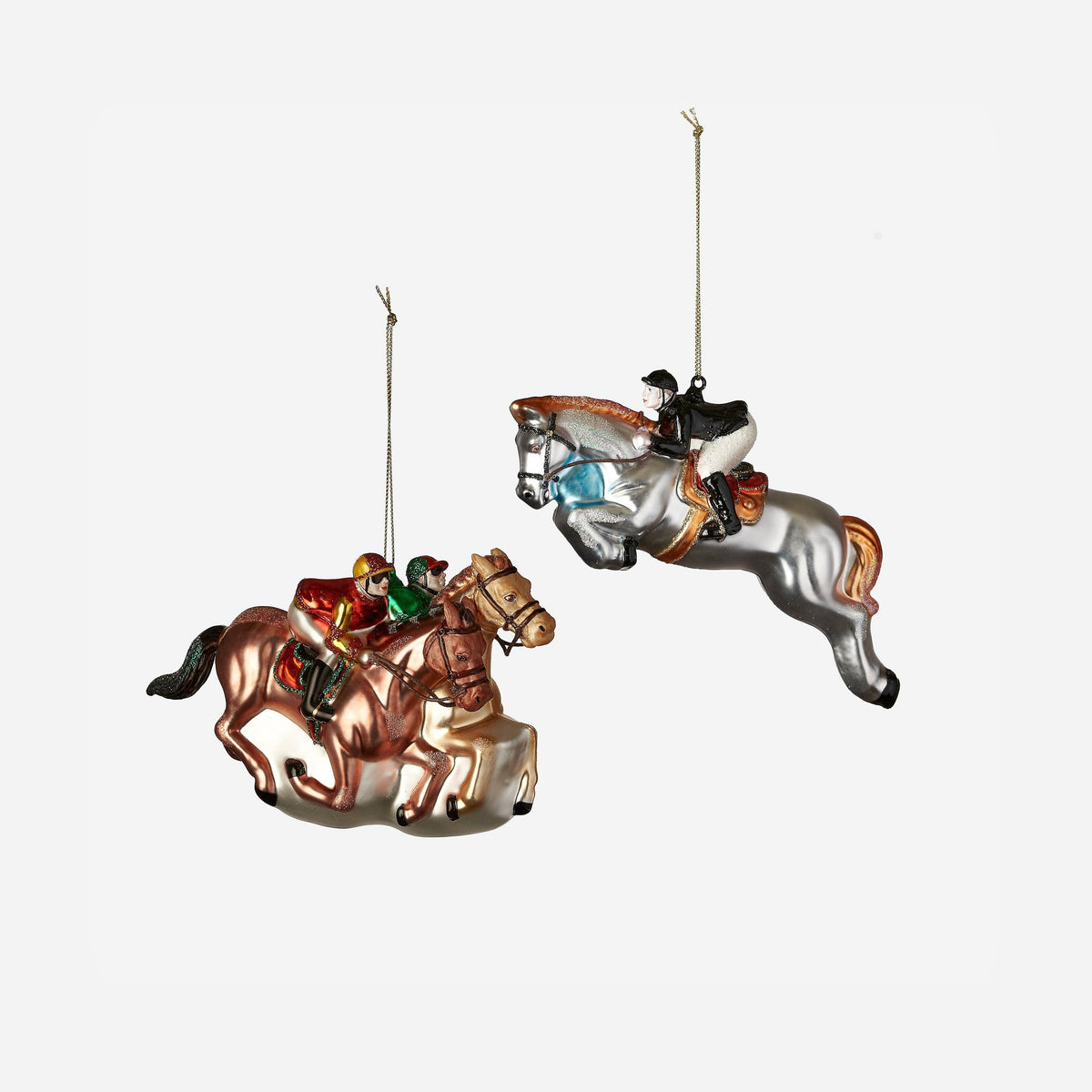 Equestrian Glass Christmas Ornament, 2 Assorted