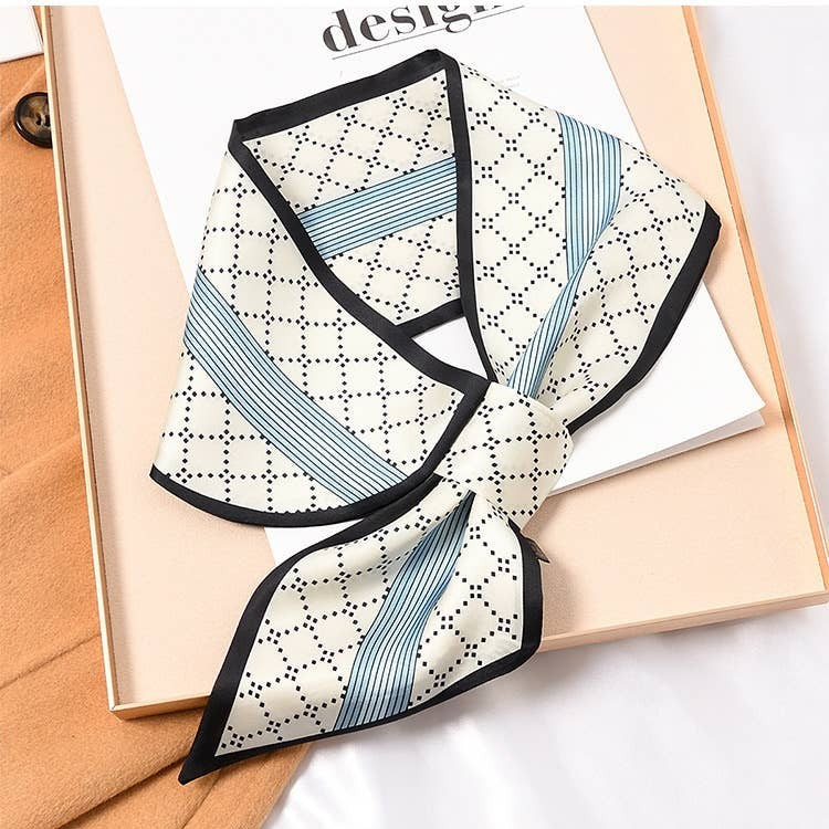 Aqua Dotted Stripes Loop Scarf