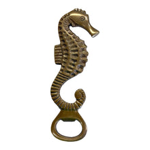 Load image into Gallery viewer, Antiqued Solid Brass Sea Horse Bottle Opener Barware, 6”
