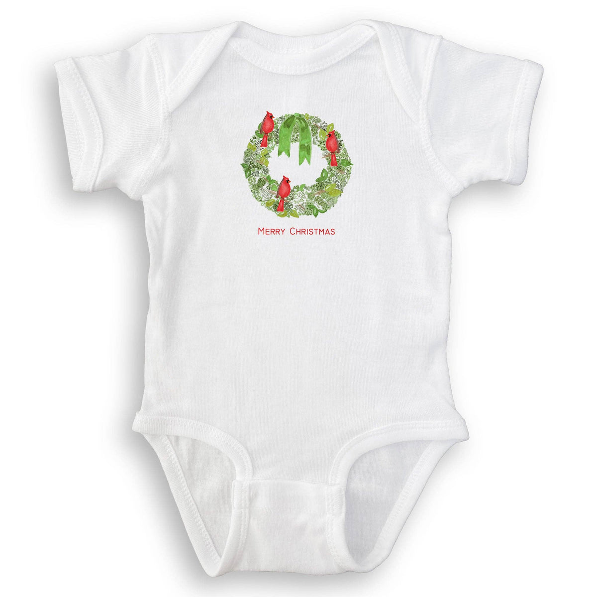 Green Wreath with Cardinals Kitchen Towel