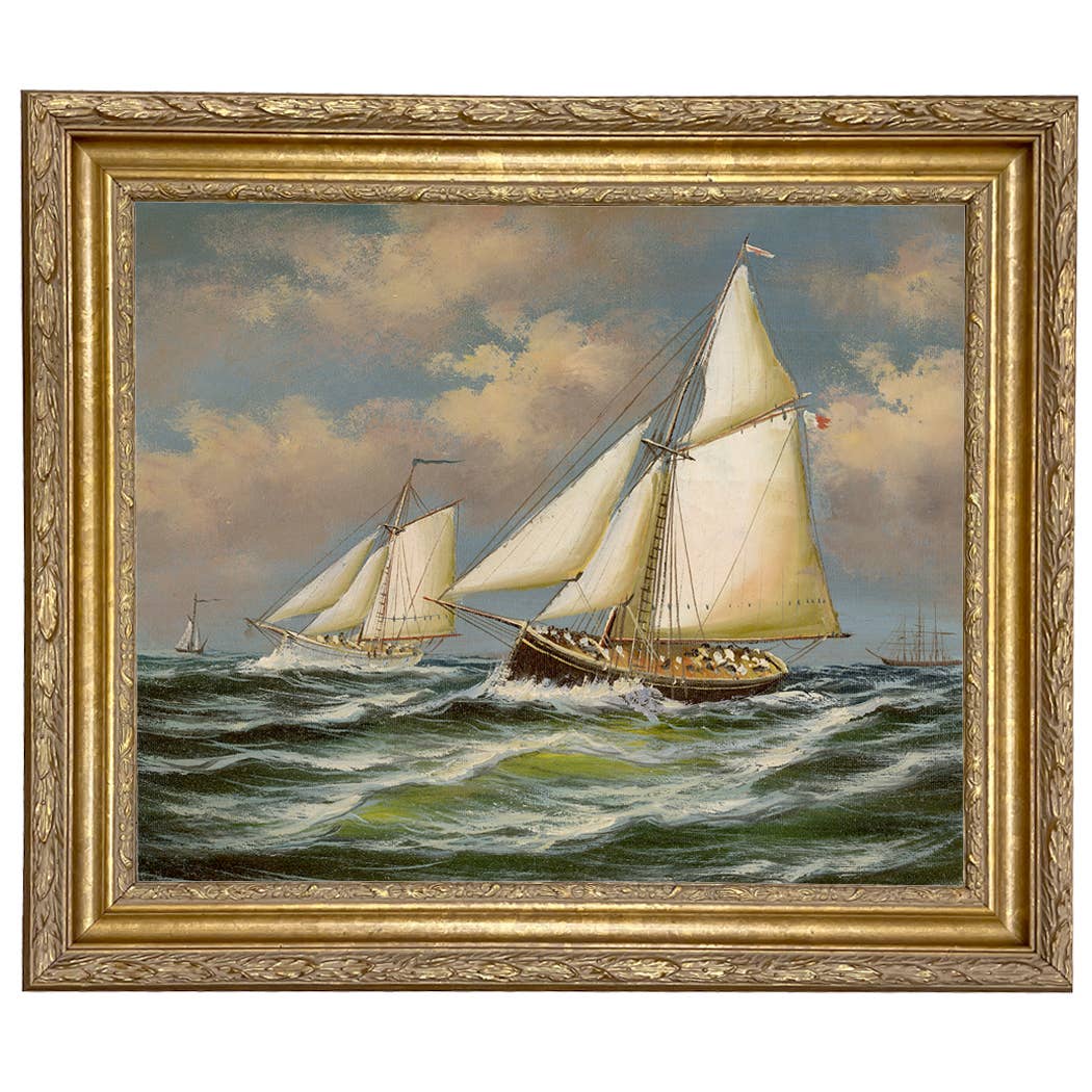 Puritan and Genesta Vintage Painting Print on Canvas