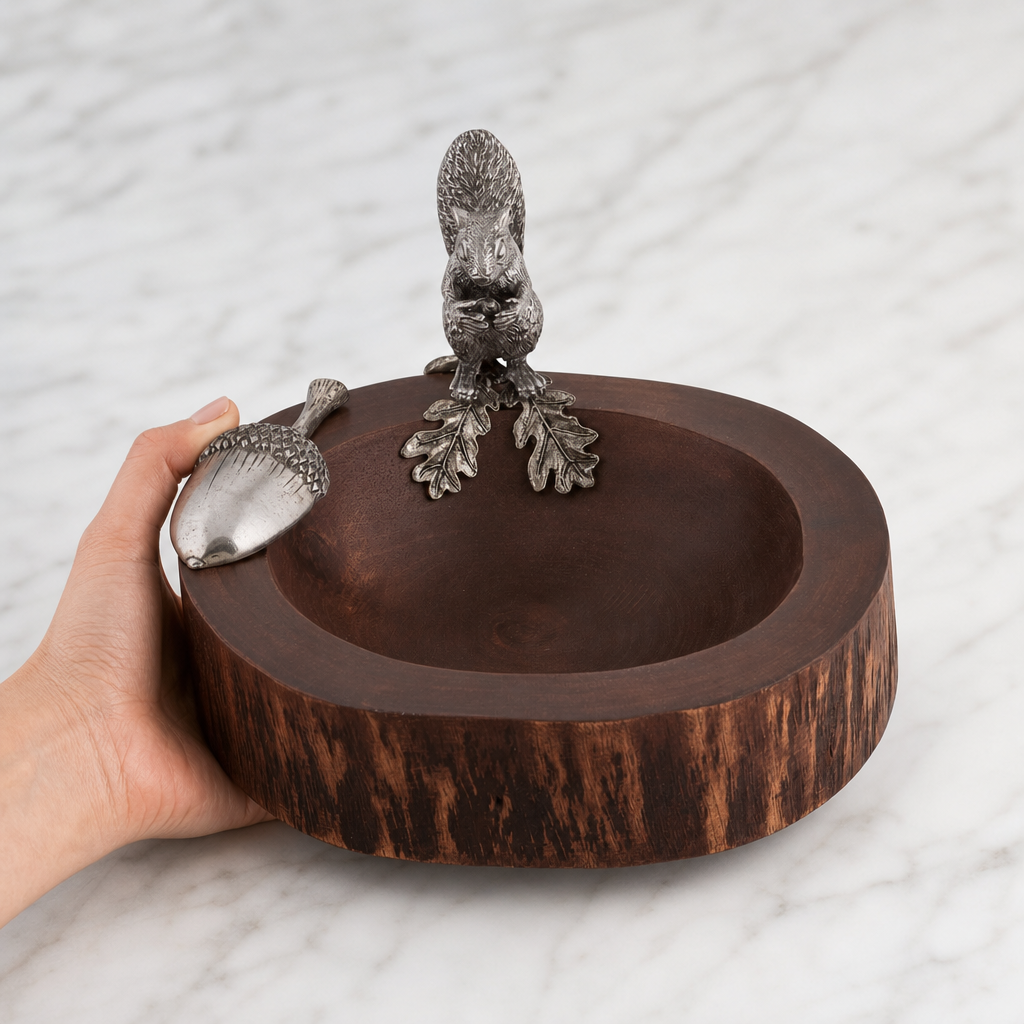 Standing Squirrel Nut Bowl & Scoop