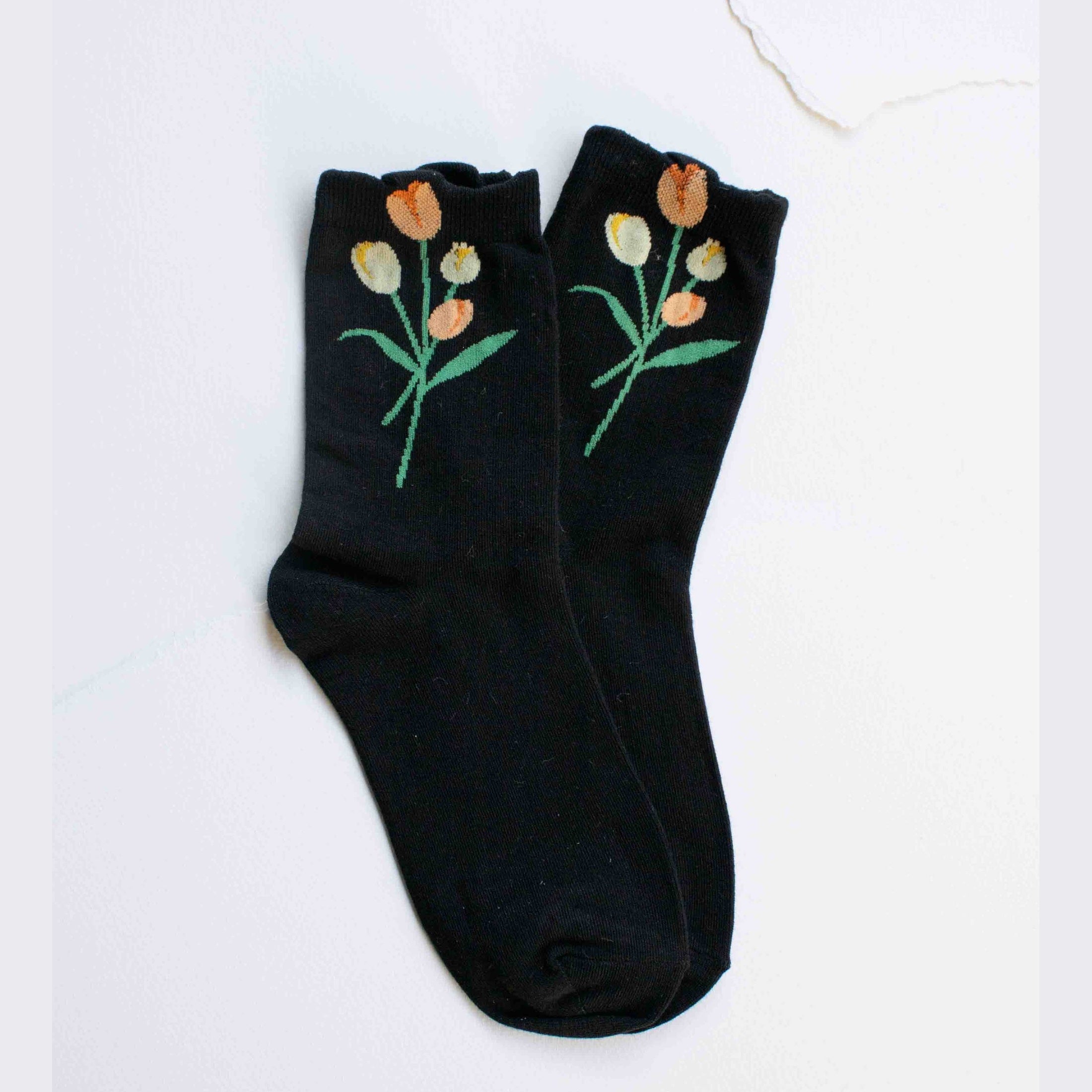 Tulip Bloom Cotton Blend Socks