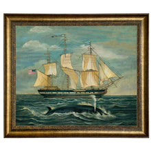 Load image into Gallery viewer, American Whaling Ship with Sperm Whale Vintage Painting Print
