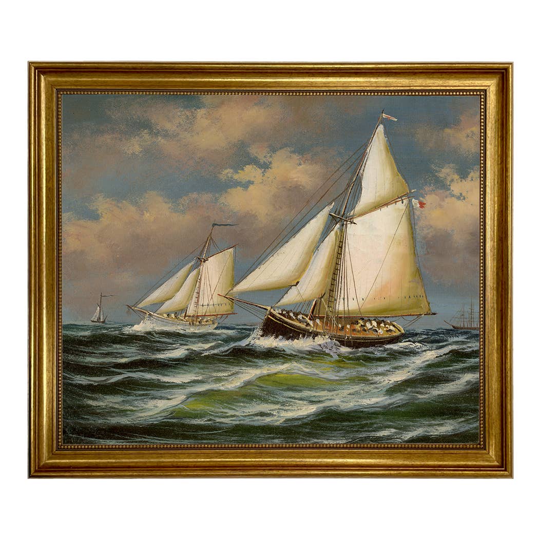 Puritan and Genesta Vintage Painting Print on Canvas