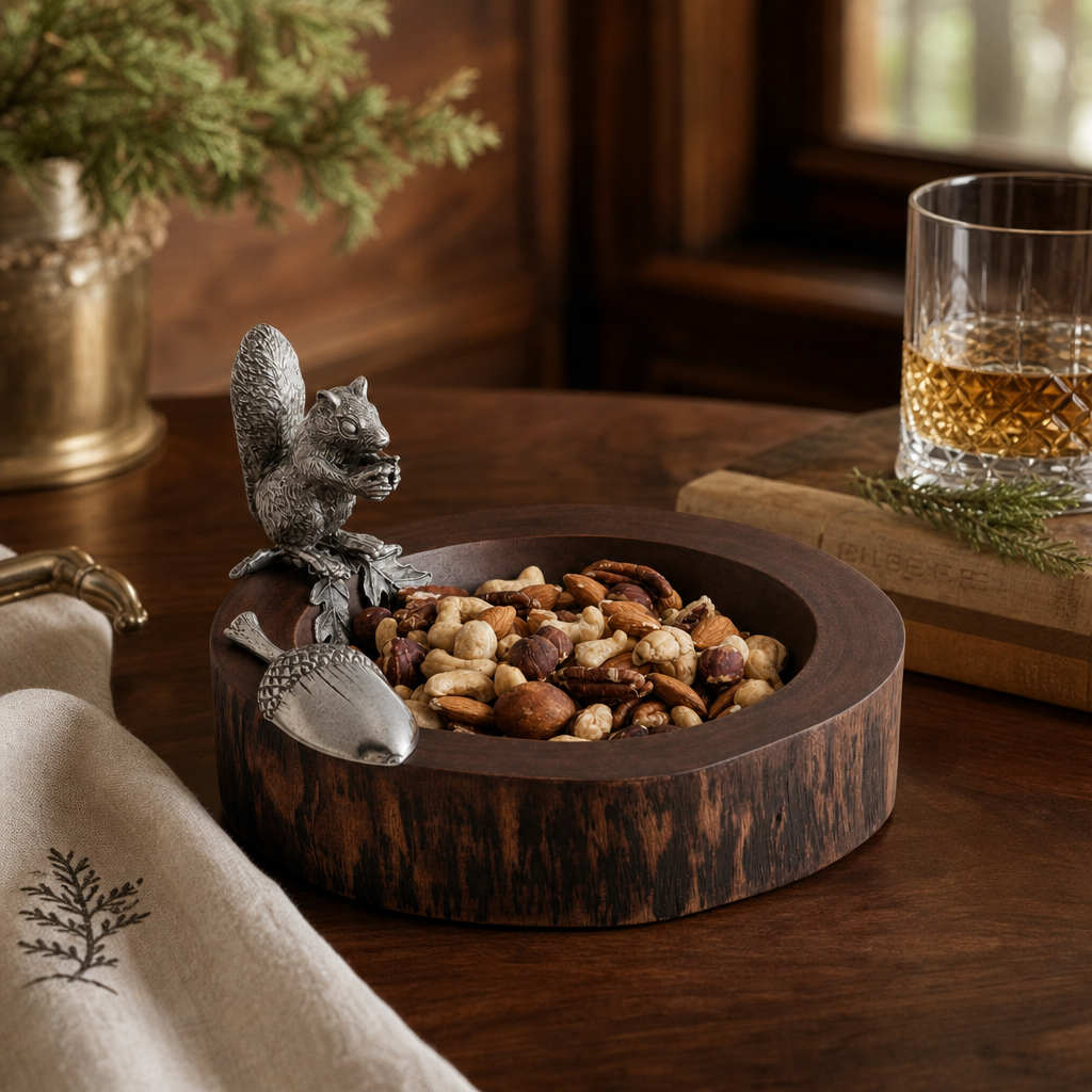 Standing Squirrel Nut Bowl & Scoop